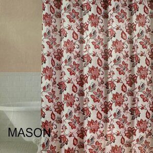 MASON Red Shower Curtain With Hooks Size 70 x 72 in